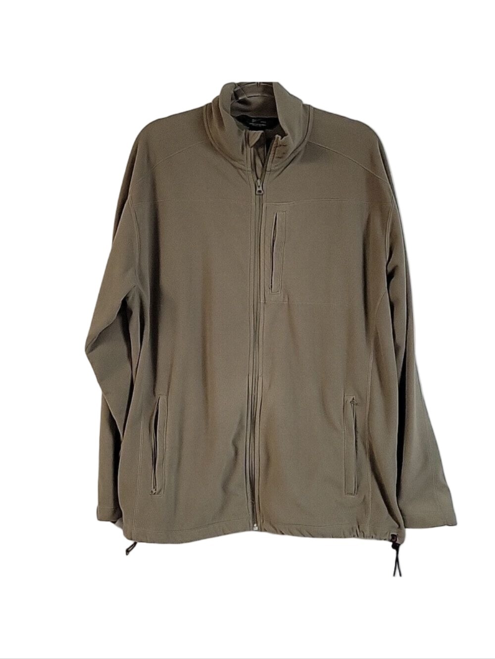 Woolrich Men's Full-Zip Fleece Jacket, Long-Sleeved, Tan, Mock Neck, Size XL